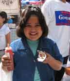 picture of young girl preparing to eat an oyster on the half shell